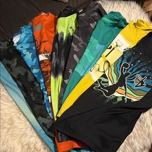 Boys athletic shirts basketball and football themed